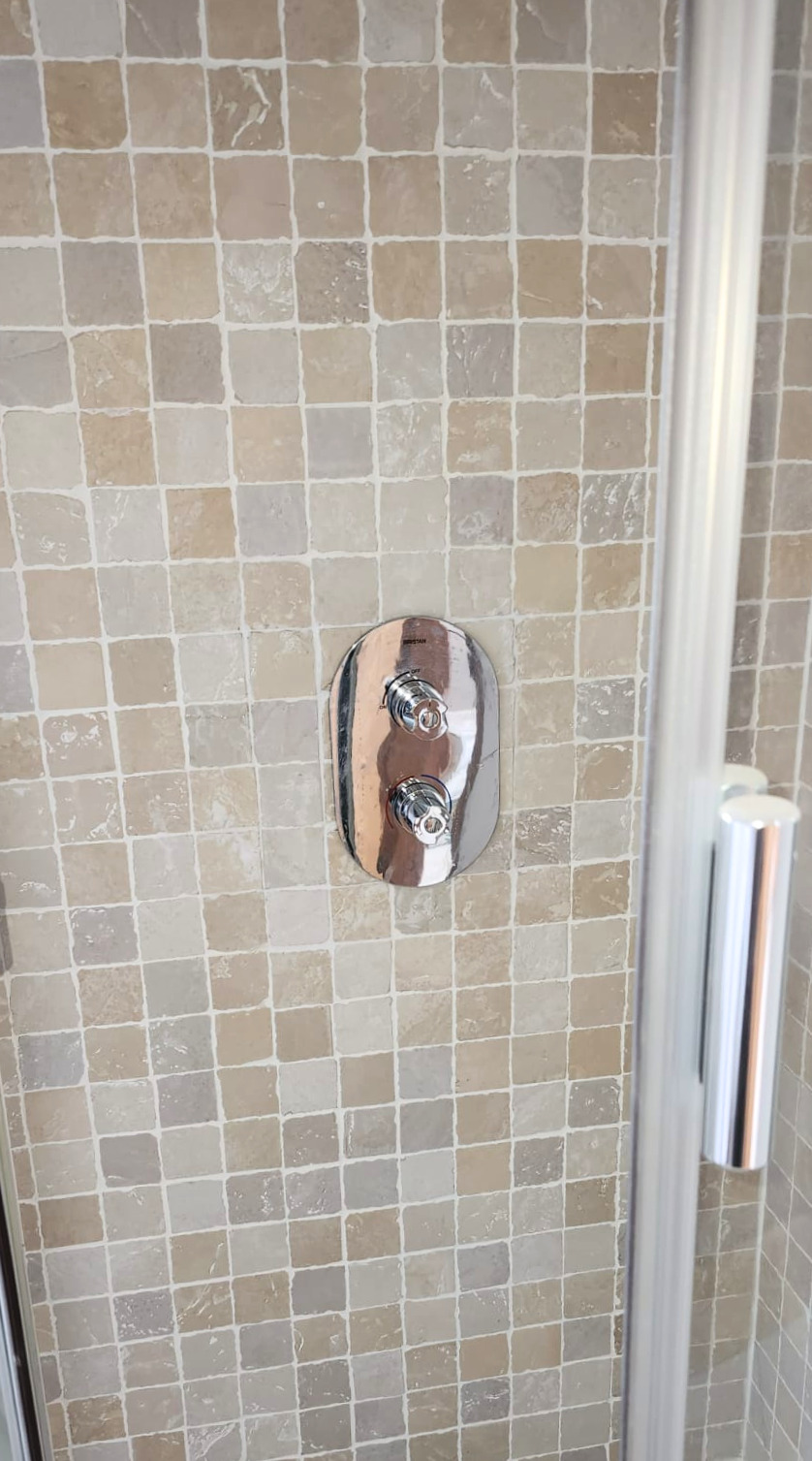 New concealed thermostatic shower valve fitted flush to tiles in Marden